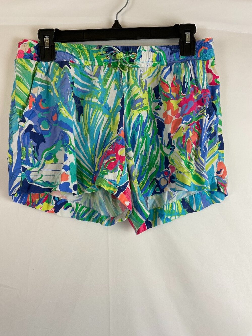 Lilly Pulitzer Katia Shorts S Blue White Green Yellow Red Orange Leaf Print